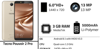 Tecno Pouvoir 2 Pro Specifications & Price in Nigeria Tecno Pouvoir 2 Pro Specs