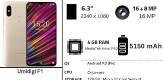 Umidigi F1 Full Specifications, Features & Price Umidigi F1