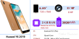 Huawei Y6 2019 Full Specifications, Features & Price