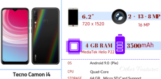 Tecno Camon i4 – Full Phone Specifications & Price Tecno camon i4 specs