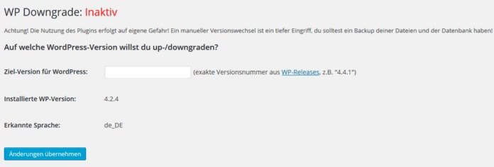 Downgrade WordPress