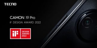 TECNO CAMON 19 Pro Clinch Prestigious iF DESIGN AWARD 2022
